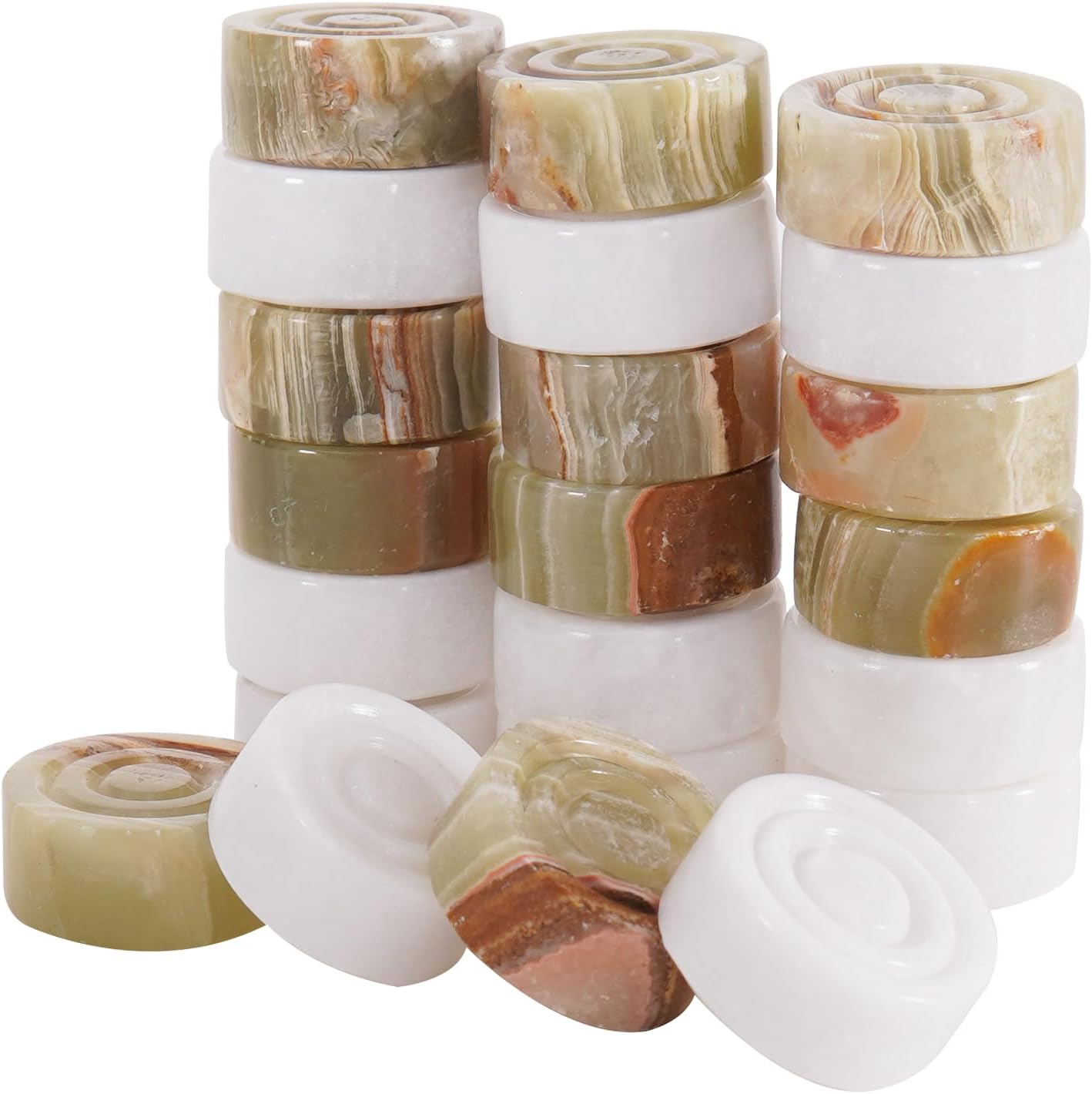 Radicaln Marble Checker Figures 1.25'' Inches Black and Coral Handmade Outdoor Board Game Draughts Checker Travel Chess Set Classic Board Game Checkers Outdoor Games image number 4