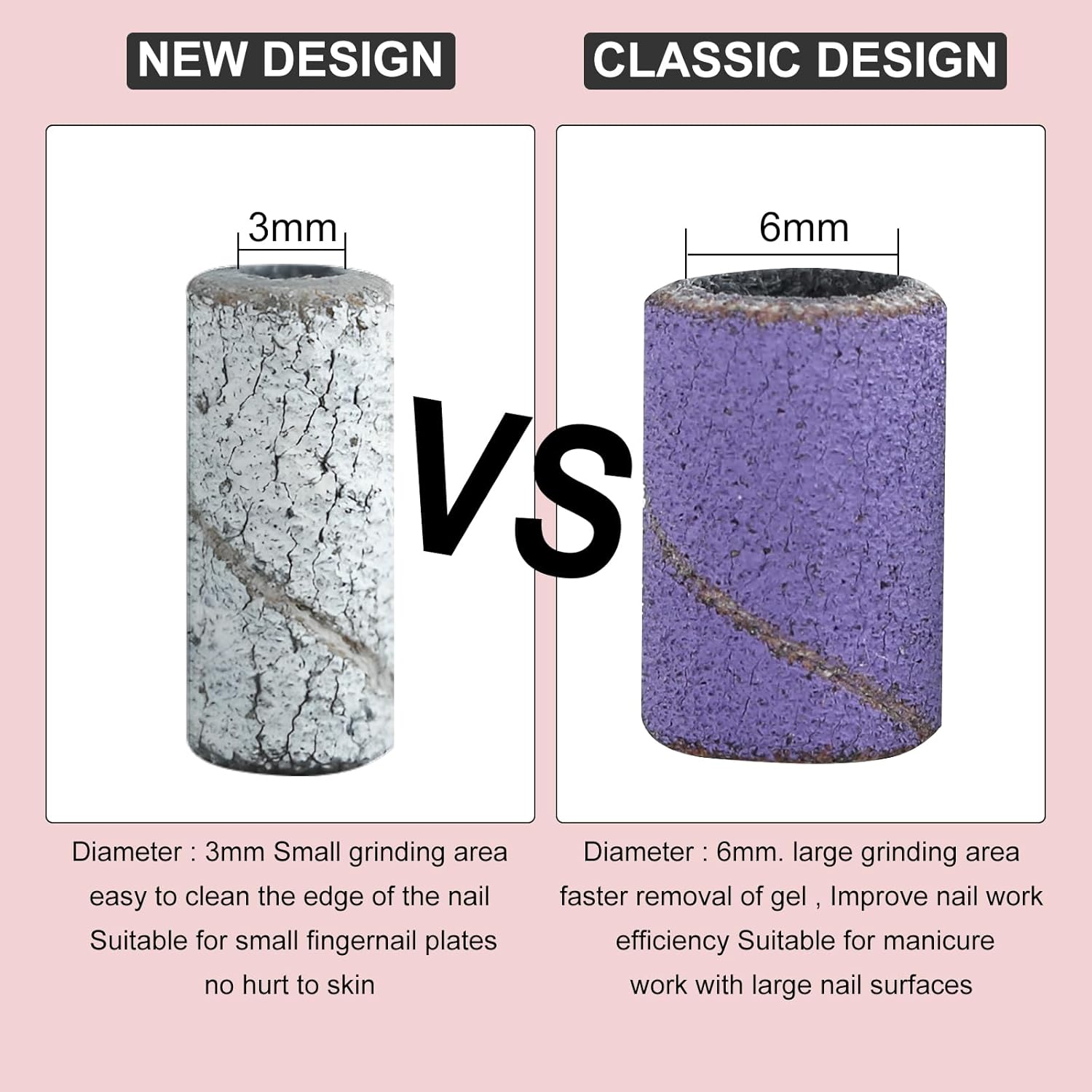 C12Rtive 100 Pcs 3Mm Professional Small Sanding Bands & 2Pcs Small Mandrel Bit Set for Nail Drill,240# Upgrade Design 3Mm Nail File for Manicures and Pedicure with Stainless Steel Shaft - 150 image number 7