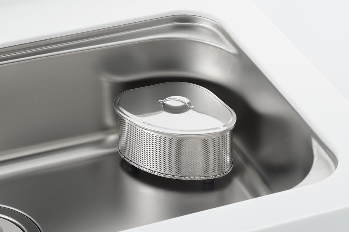 Yoshikawa SJ2430 Triangle Corner with Lid, Punching, Stainless Steel, Silver, Total Width 7.0 X Depth 4.9 X Height 4.2 Inches (17.9 X 12.4 X 10.8 Cm), Swiss Made in Japan image number 2