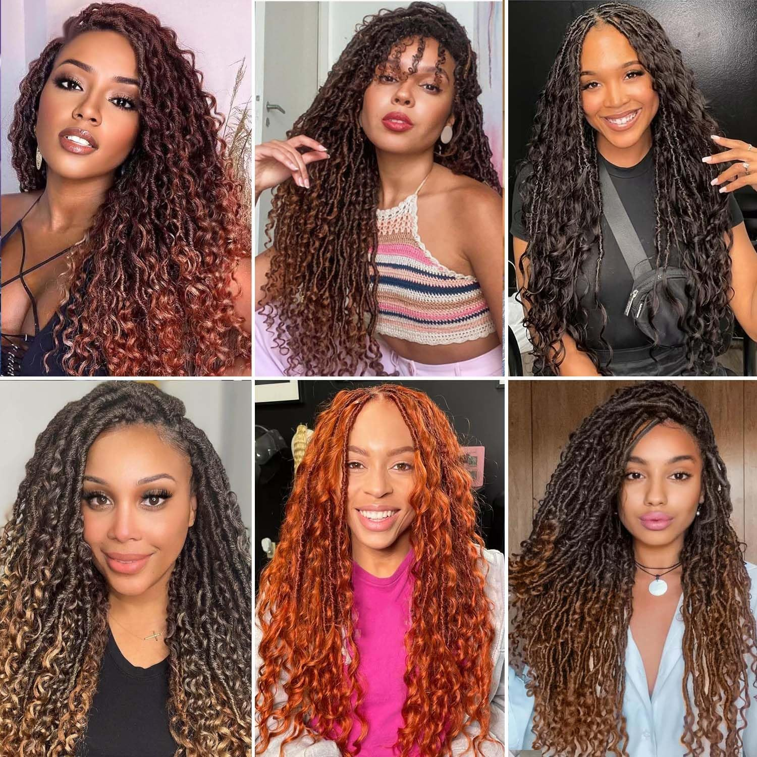 Goddess Locs Crochet Hair 18 Inch 7 Packs Bohemian Goddess Faux Locs Crochet Hair Pre Looped Boho Soft Locs Synthetic Braids Hair Extensions for Women (27/613#, 18 Inches)