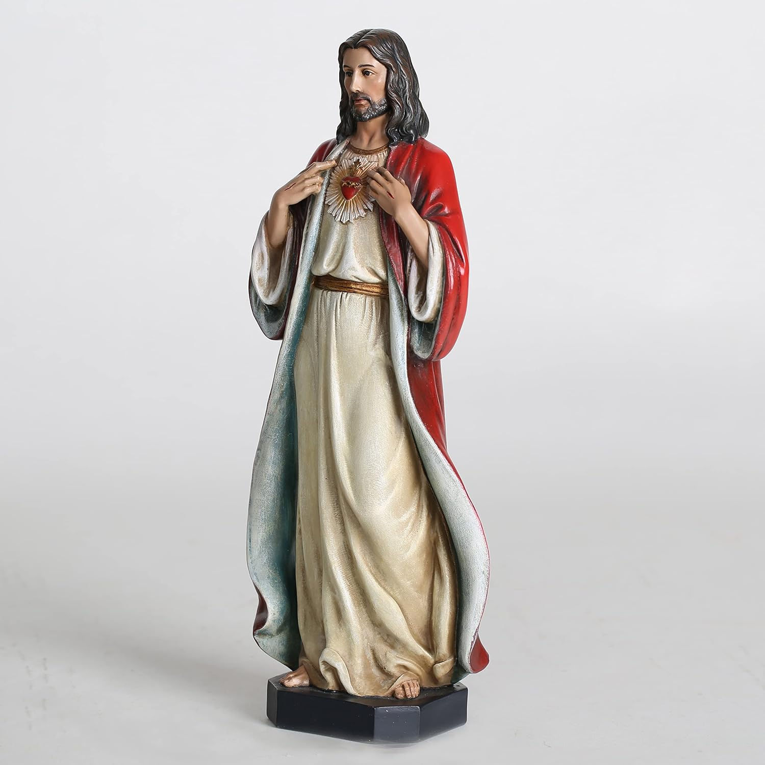 BC Catholic Sacred Heart of Jesus Statue, Jesus Christ Figure, Religious Gifts, Inspirational Indoor Home Decor, 10 Inches H, Hand Painted by Buildclassic image number 3