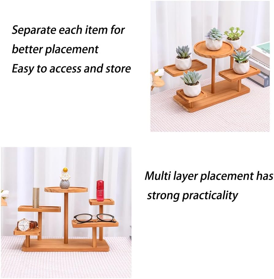 Display Rack Ladder Solid,Table Top Plant Stand Indoor Small 5 Tier Wood Tabletop,Multipurpose Counter Top Display Shelf for Livingroom,For Desk, Desktop, Outdoor Patio Garden Decoration image number 4