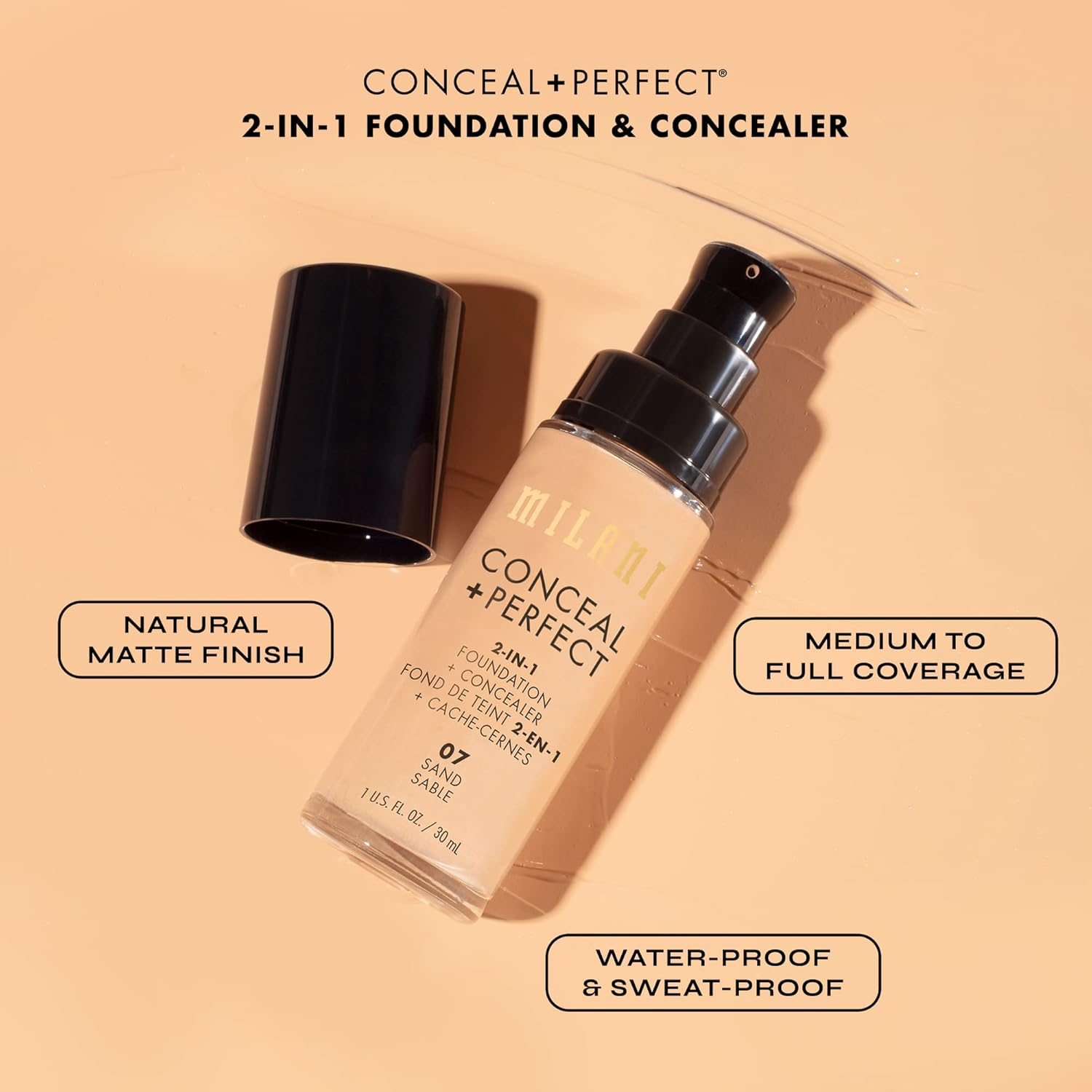 Milani Conceal + Perfect 2-IN-1 Foundation Concealer 00A Porcelain + OPI Manicure Pedicure Lotion image number 2