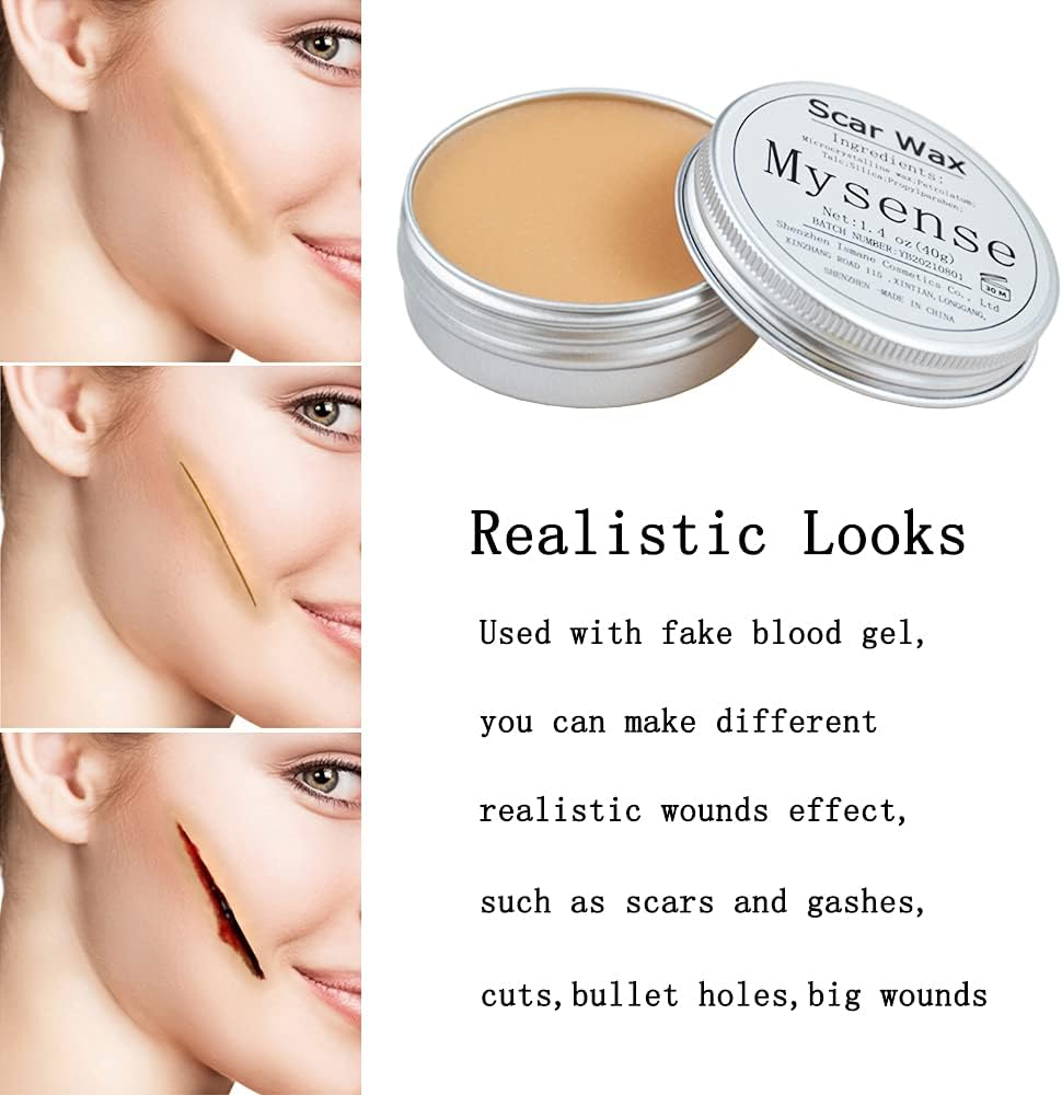 Mysense Scar Wax Kit - Special Effects Fake Casting Wounds - Body Paint Halloween Fake Nose Zombie Costume Makeup SFX Spatula 40G image number 5