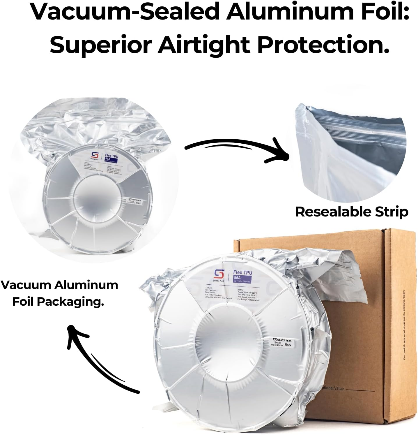 Siraya Tech Fibreheart PET-CF 3D Filament - Carbon Fiber Reinforced, High Strength & Rigidity, Easy Print, Dimensionally Stable, Aluminum Foil Sealed Bag - for Strong and Precise Parts (Black, 1Kg) image number 6