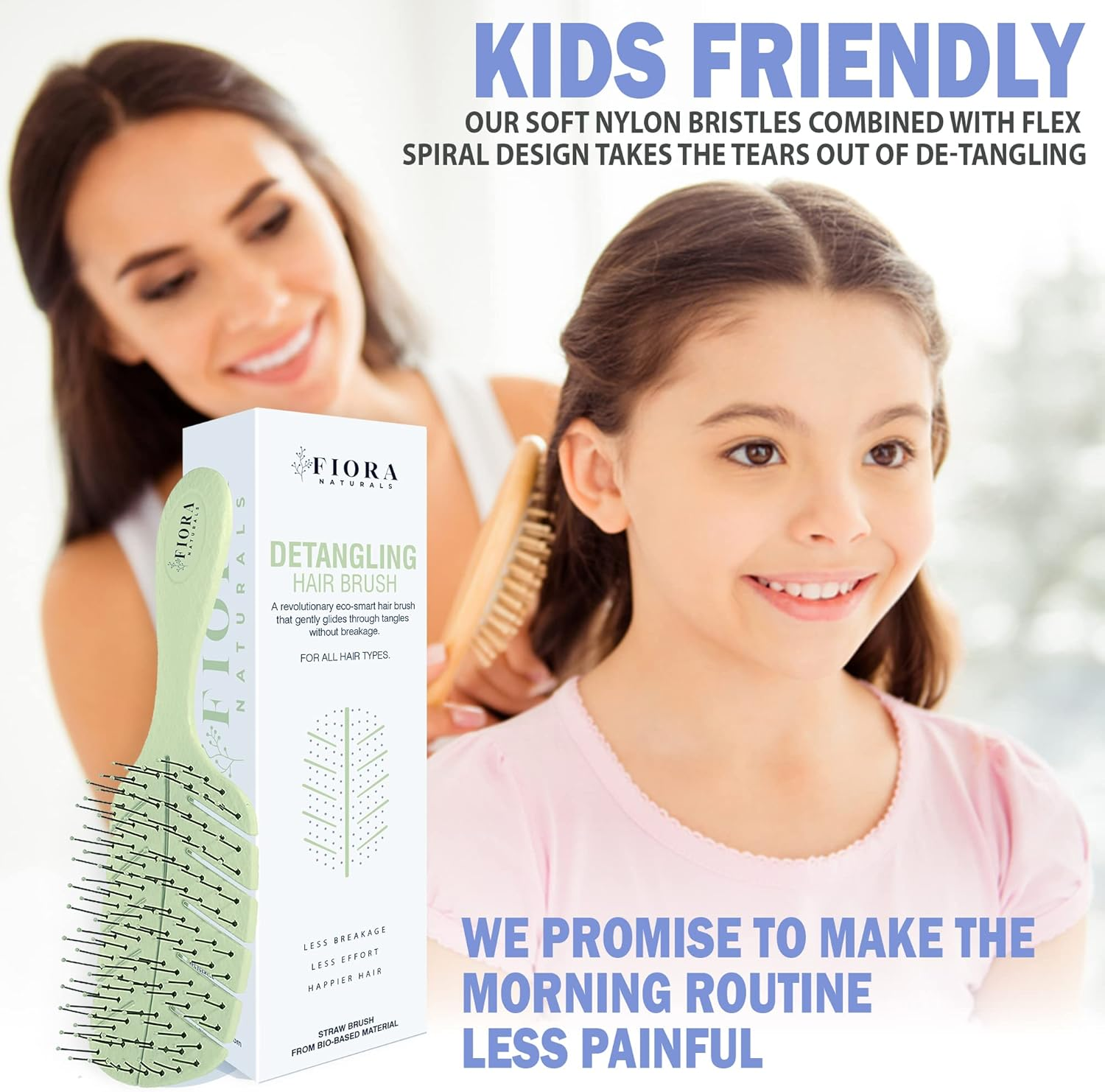 Fiora Naturals Detangler Brush by - 100% Bio-Friendly Detangling Brush W/Ultra-Soft Bristles - Glide through Tangles with Ease - for Curly, Straight, Black Natural, Women, Men, Kids - Dry and Wet Hair image number 2