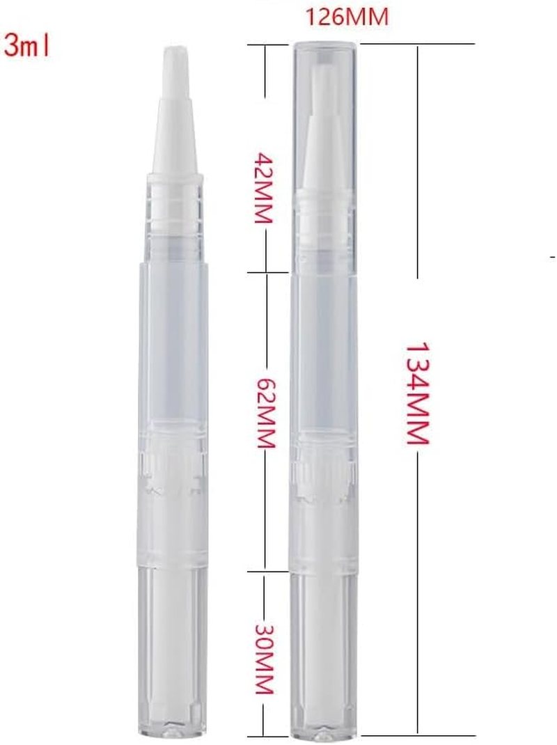 12 Pcs 3Ml Empty Nail Oil Pens, Disposable Transparent Cosmetic Twist Applicators with Brush Tip for Cuticle Oil Lip Gloss and Eyelash Serums