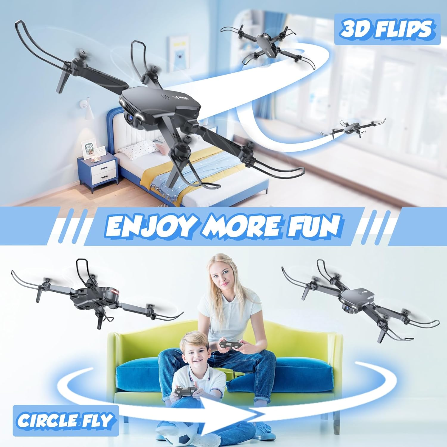 NEHEME NH525 Foldable Drone with 1080P HD Camera for Kids Adults Beginners - RC Quadcopter Wifi FPV Live Video, Gesture Selfie, Altitude Hold, One Key Start, 2 Batteries, Toys Gifts for Boys Girls image number 5
