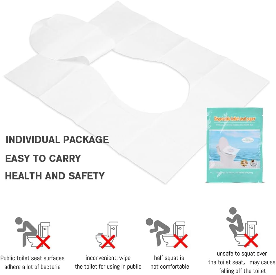 Disposable Toilet Seat Covers, 100 Count Flushable Paper Travel Set Individually Wrapped Portable Toilet Seat Covers for Adults Kids Toddlers Potty Training image number 3