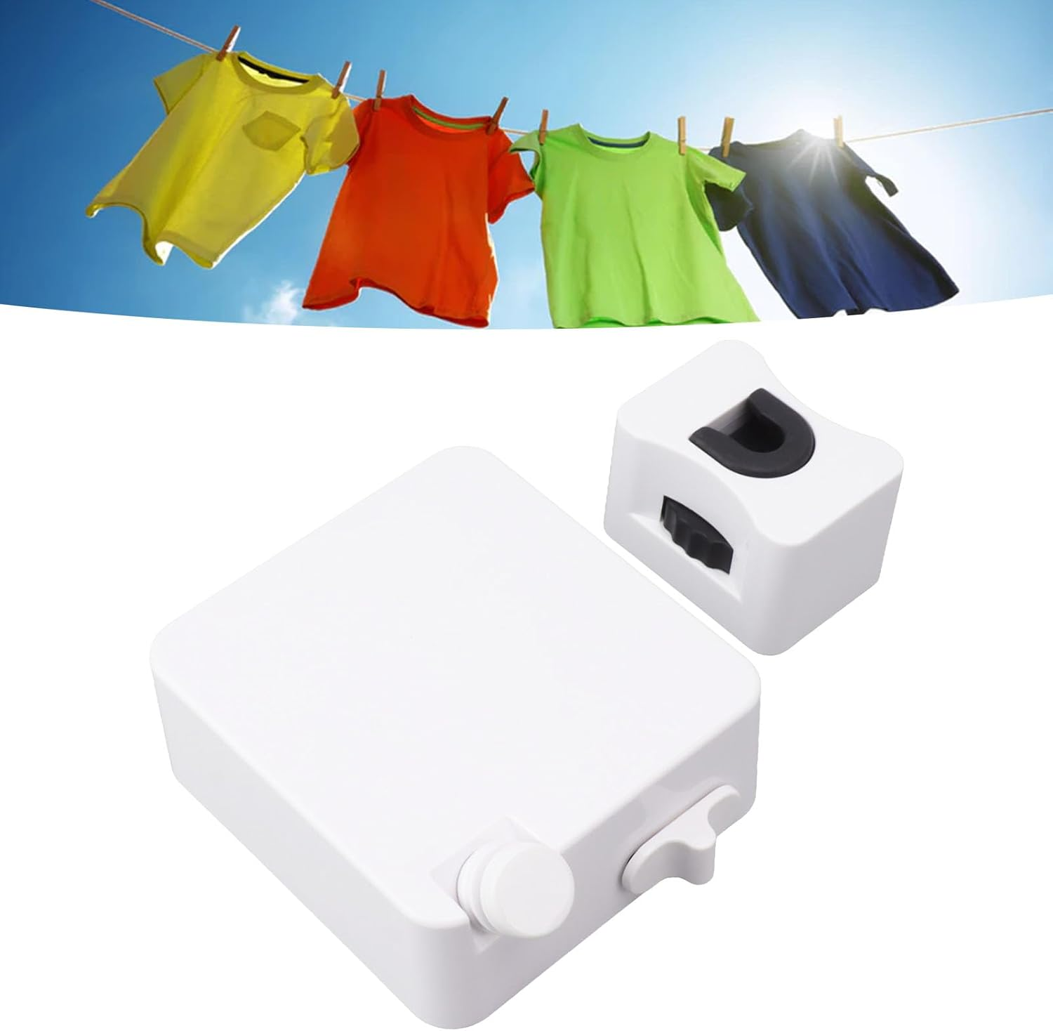 Clothes Line Retracting 6M/6.6Yd, Wall Mount Retractable Clothesline for Indoor Outdoor Backyard, Apartment Clothes Drying Rope String for Hanging Laundry, 25Kg Load Bearing image number 6