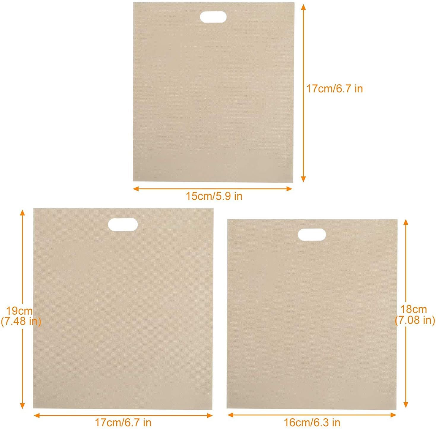 GWHOLE Toaster Bag, 3 Sizes 12 Pack Non-Stick Reusable Toaster Bags Hear Resistant Microwave Oven Toaster Sandwich Bags for Grilled Cheese Sandwich Pizza image number 4