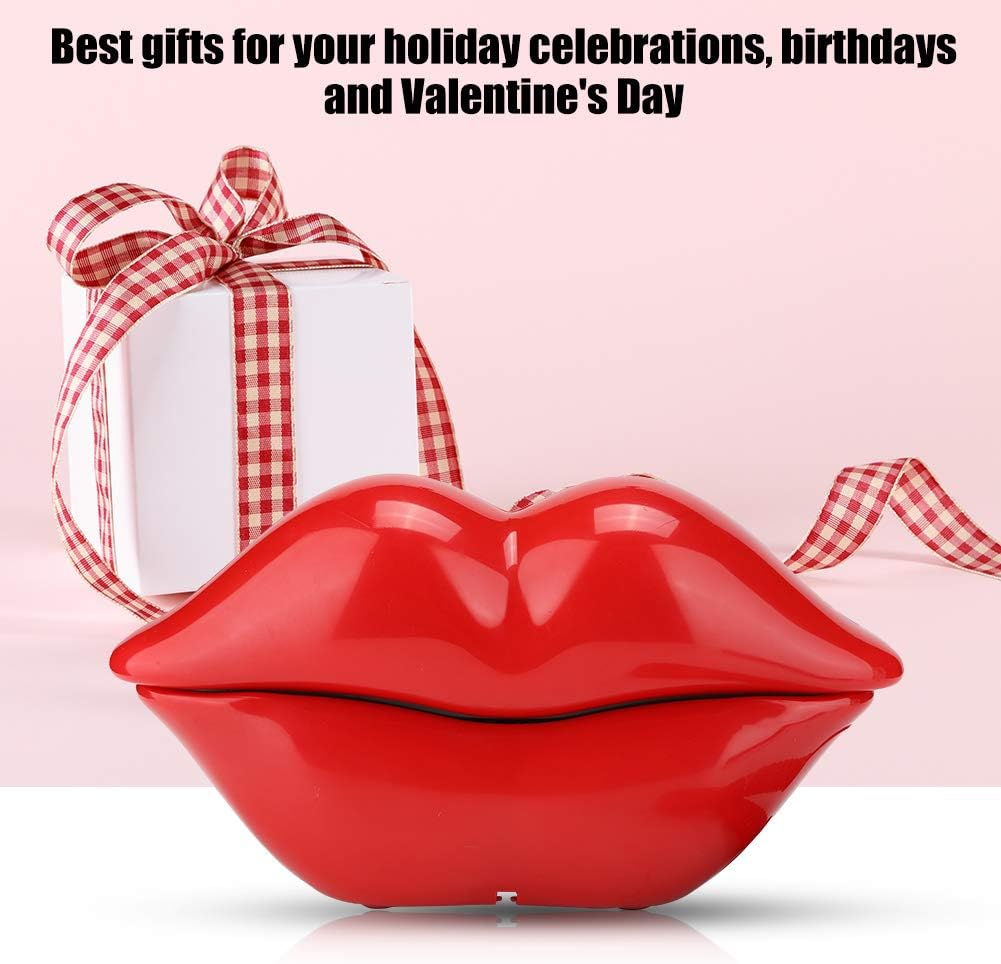 Funny Lip Telephone, Rose Red Mouth Corded Landline with Number Storage Function, Desktop Fixed Telephone for Office Home Decoration, Ideal Gift - Red image number 2