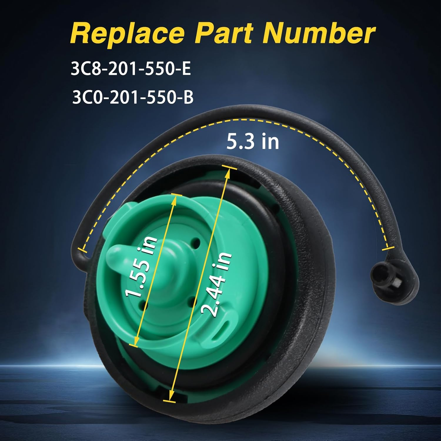 KPALAG Gas Tank Cap Compatible with VW CC Tiguan Eos Passat 2006-2017 Fuel Tank Cap with Seal Tether Strap Replace# 3C8201550E 3C8201550A image number 3