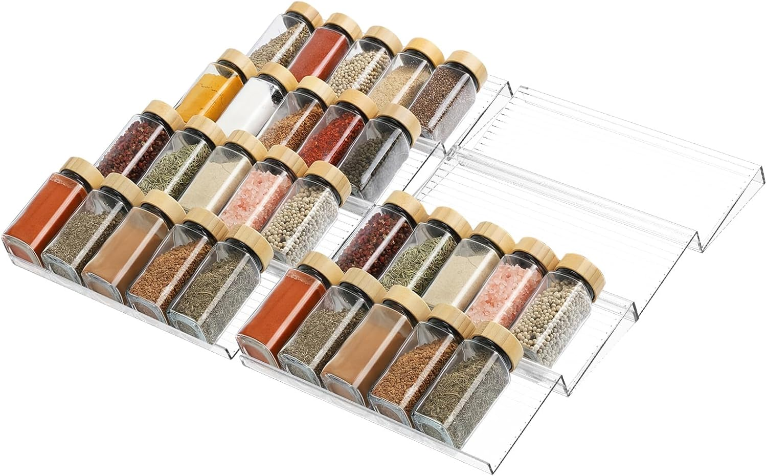 NIPUAEGO 4Pcs/8Pcs Spice Drawer Organizer, Expandable Spice Seasoning Holder Storage Organisation for Drawer Countertop Kitchen Cabinet (Style2) image number 2