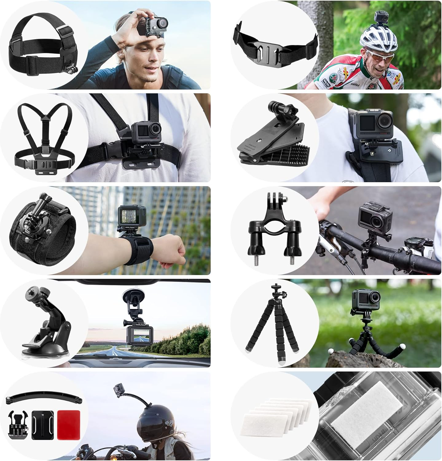 AKASO Outdoor Sports Action Camera Accessories Kit 42In1 for AKASO EK7000/ EK7000 Pro/Brave 4/Brave 7 Le/Brave 7/Brave 8/V50X/V50 Pro/V50 Elite/Go Pro Hero in Swimming Any Other Outdoor Sports image number 2