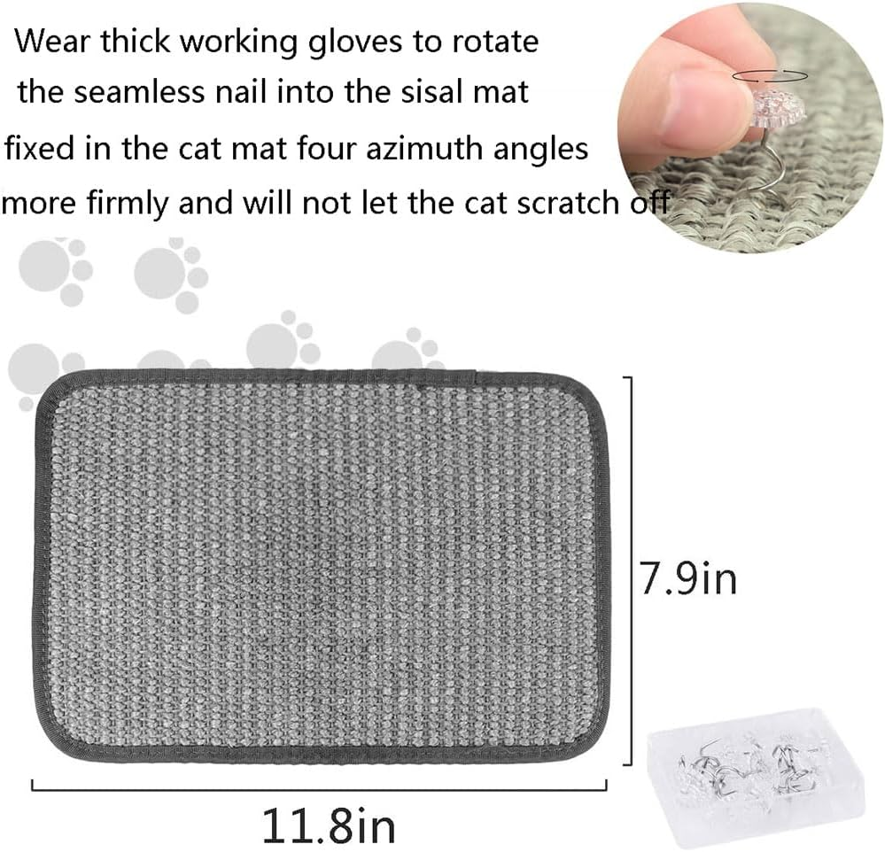 Cat Scratching Pad Natural Sisal Sofa Corner Furniture Protector Scratcher Mats Protecting Carpets and Sofas Couch Corner Furniture Anti-Slip Sisal Cat Repellent Mat for Sofa Bed Desk Legs - 2Pcs-Long White image number 3