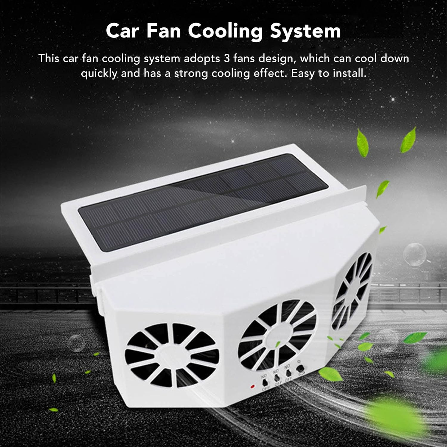 Car Exhaust Fan, Solar Powered Car Ventilator, with Three Air Outlet, Car Radiator Cooling Fan for Car Cooling Solar Auto Ventilation Fan, Eliminate the Peculiar Smell inside the Car