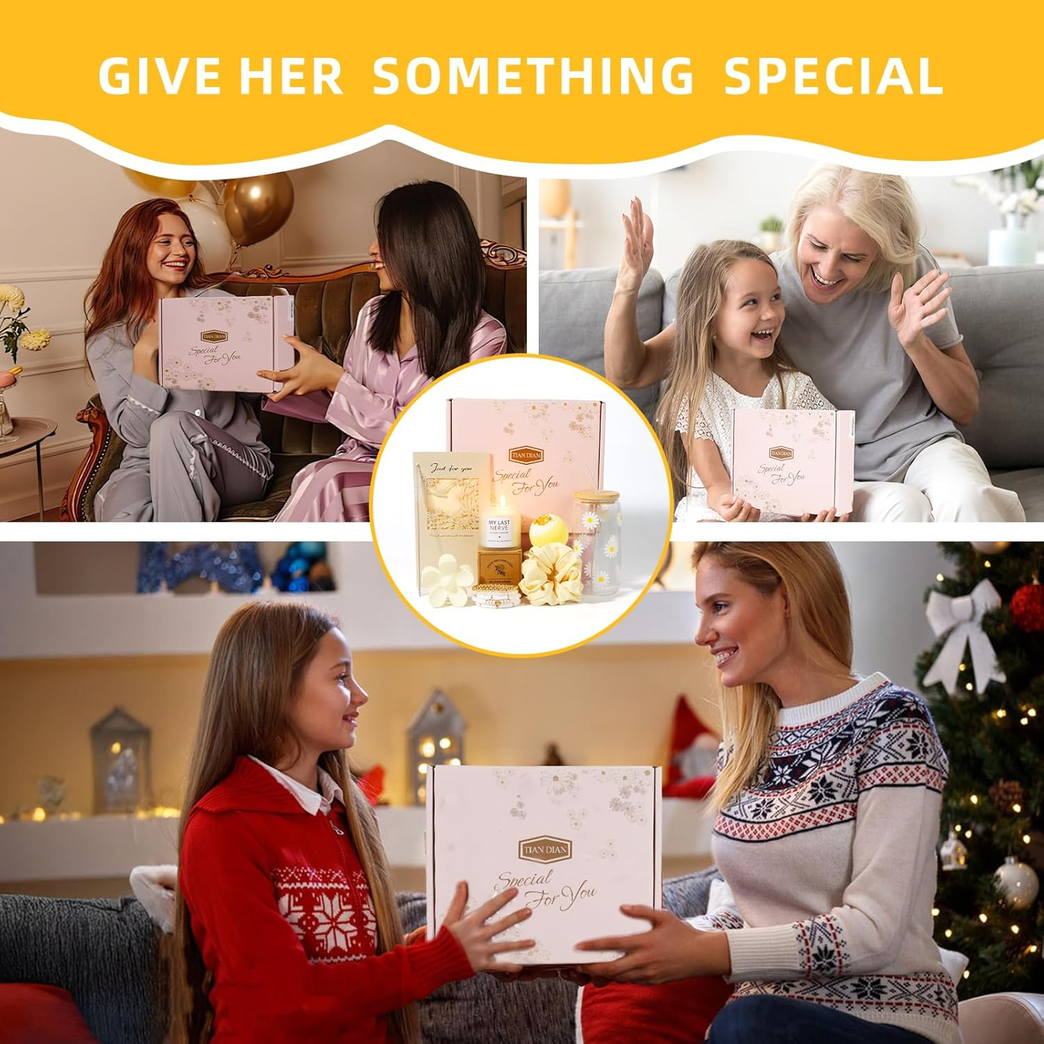 Gifts for Teen Girls，Birthday Gifts for Teen Girls, Girls, Unique Cute Birthday Gifts Box for Girl, Her, Sister, Daughter, Friends, Ideas Cute Daisy Aesthetic Glass Cups Gifts (Beige-Yellow) - Beige-Yellow image number 6