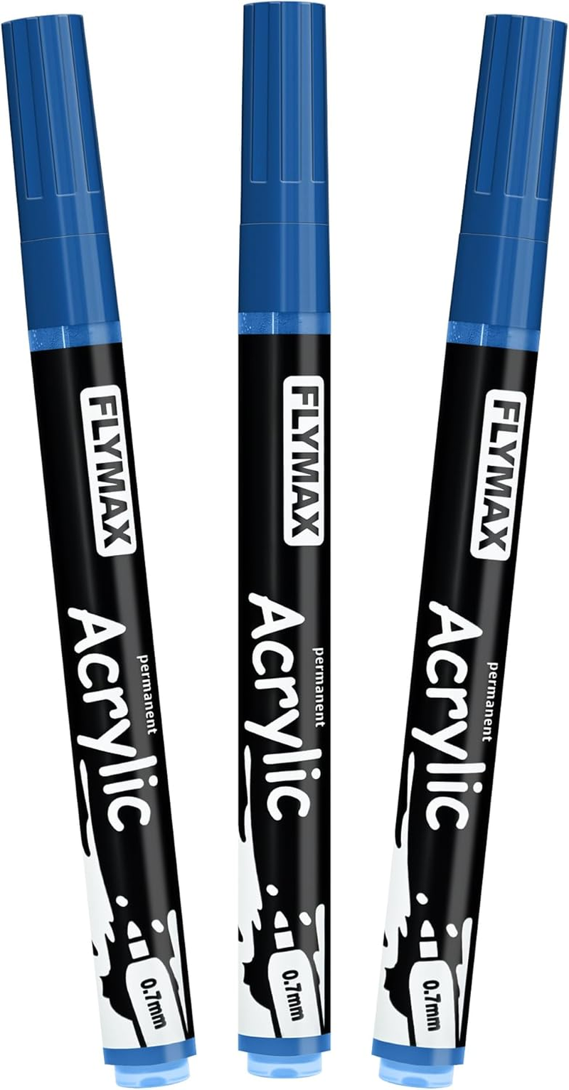 White Marker Paint Pens 0.7Mm- Permanent Marker Pens White Acrylic Paint Water-Based Fine Tip Waterproof Quick-Drying (3 in 1Pack)