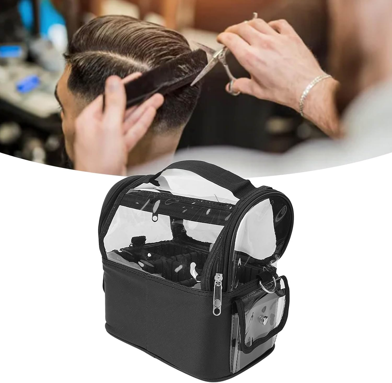 Hairdresser Bag, Large Capacity Hair Stylist Storage Bag with Strap, Ideal for Barber Shop and Salon, Ample Space for Scissors, Hair Clippers, and Styling Tools image number 3