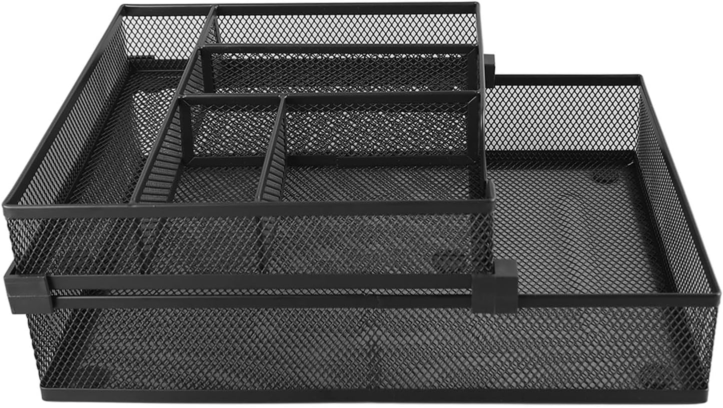 Baxnore Mesh Desk Organiser, Detachable Paper Tray Organizer, 2 Tier Paper Tray, Metal Paper Storage Tray, Multipurpose Paper Tray for Office Classroom image number 3