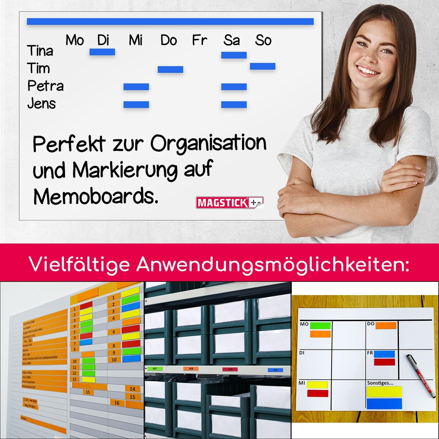 5 X Magnetic Strips, Assorted Colours, Approx. 1 Cm X 1 M, Magnetic Tape for Marking on Whiteboards, Storage Shelves, Calendar, Magnetic Labels, Mag210 image number 5