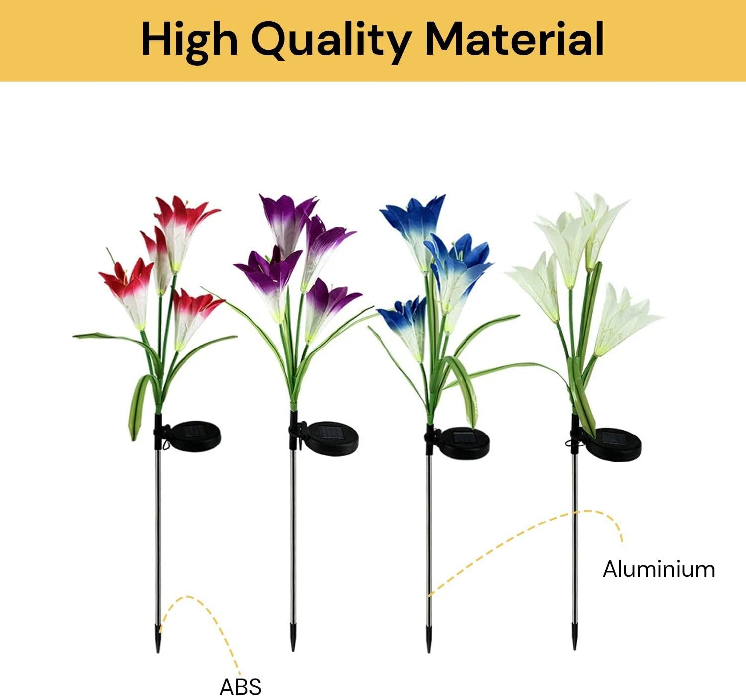 EZONEDEAL Solar Flower Lights Outdoor, 2 Pcs Lily Flower Solar Garden Lights, Stake Lights Artificial Flowers Led Solar Lights Outdoor for Garden Patio Pathway Walkway Lawn Yard Decoration (Red) image number 5