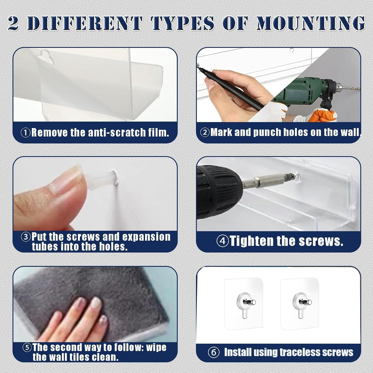 Xinghonyac 6 Sets Vinyl Record Shelf Wall Mount, 7 Inch Clear Acrylic Album Record Holder Display, CD Rack, Record Wall Display Rack, Children'S Bookshelf, Magazine Rack, Picture Wall Shelf image number 3