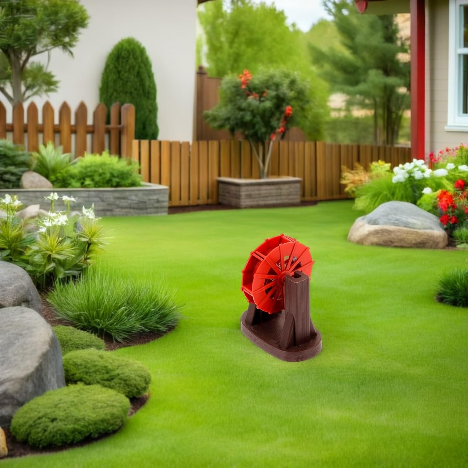 2Pcs Aquarium Water Features Fish Tank Rotating Water Wheel Mini Fountain for Zen Garden Bonsai Home Decor DIY Landscape Accessory Red image number 6