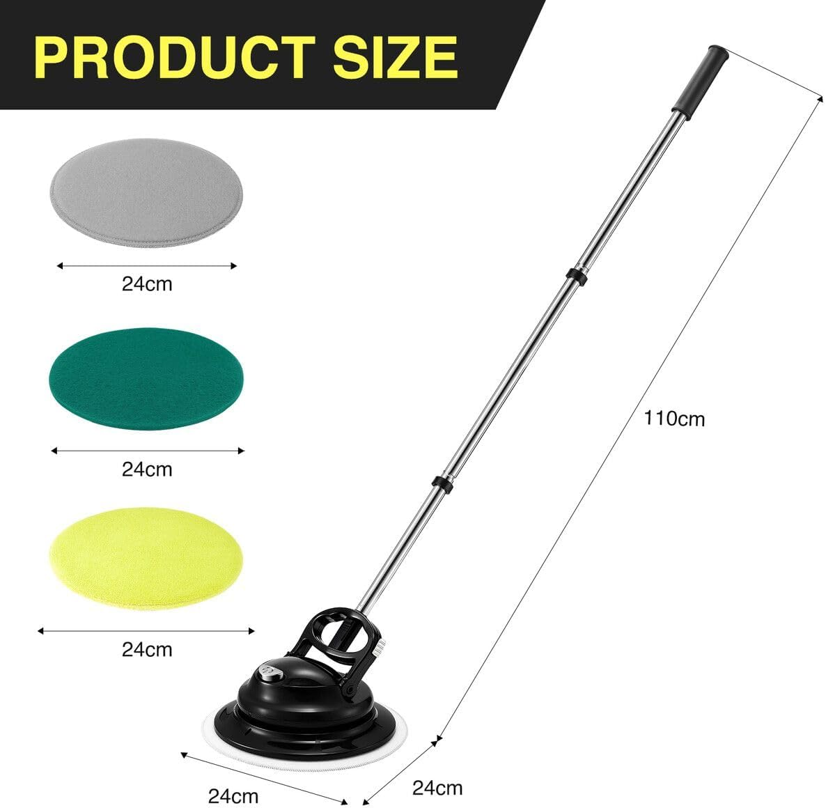 AUSWAY 4-In-1 Floor Spin Mop Cleaner Electric Cordless Spinning Scrubber Polisher Sweeper Waxer Washer Cleaning Machine Washing Pads for Hard Wood Tile Marble image number 3