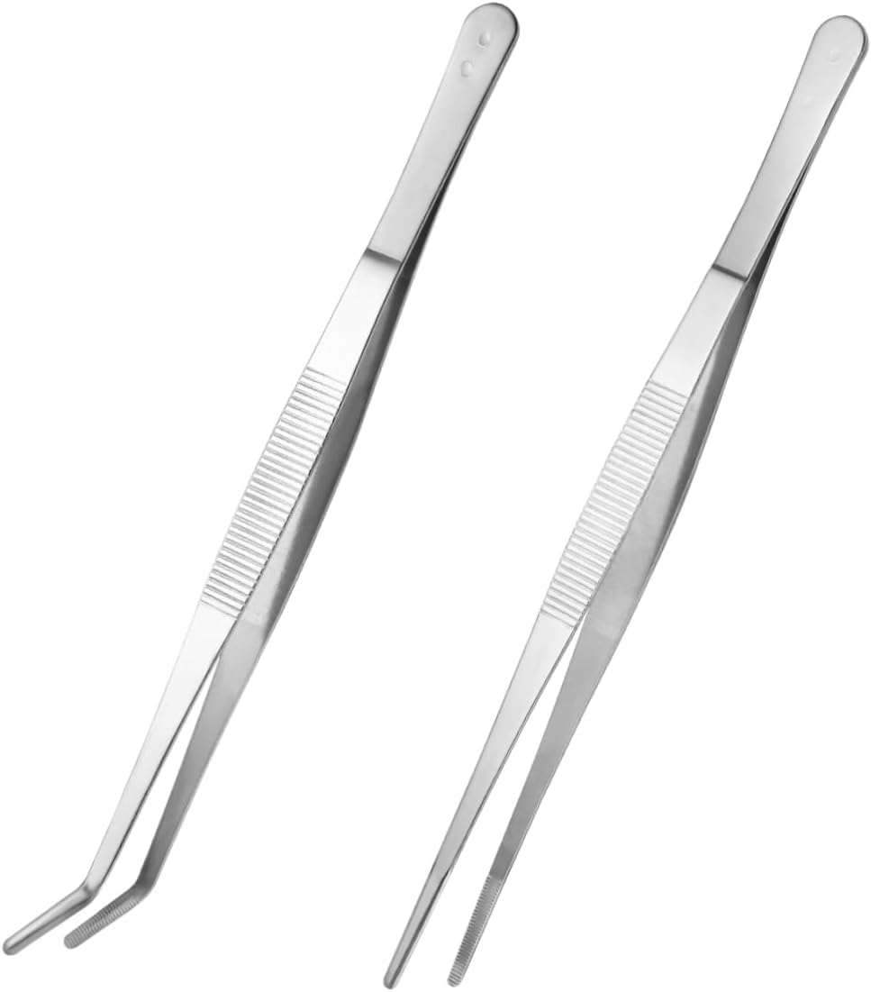 TOVINANNA 2Pcs Eyelash Bodkin Sewing Tool Handle Straight and Curved Nippers Angled Feeding Precision for Crafts Reptisoil Miss Bonsai round Head image number 2