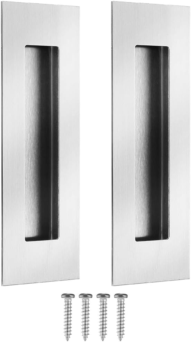 2 Pack 150Mm Flush Sliding Closet Door Pulls,Pocket Doorpull,Brushed Stainless Steel Rectangular Door Pulls Hardware for Sliding Barn Bypass Door Handles image number 4