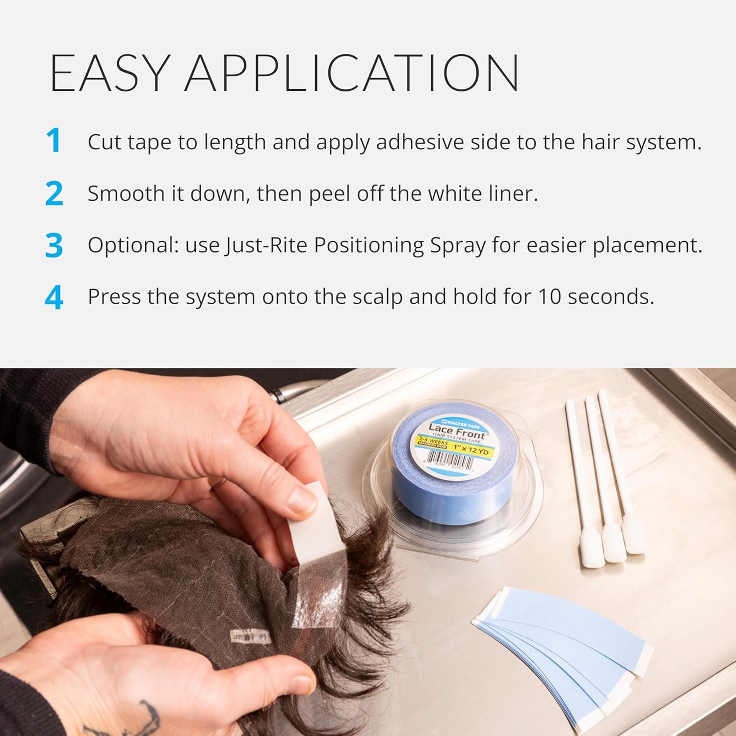 Walker Lace Front Support (Blue Liner Tape) Double Sided Adhesive Hair System Tape Full Roll for Wigs & Toupee (1 Inch X 36 Yards)- Transparent