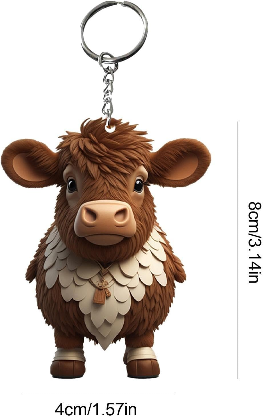 Highland Cow Keychain - Cattle Cartoon 2D, Acrylic Decorative Pendant, Colorful Keyring Accessory | School Bag Cell Phone Ornament, Wallet Decoration, Fun Personalized Gift Solution for Kids Adults image number 2