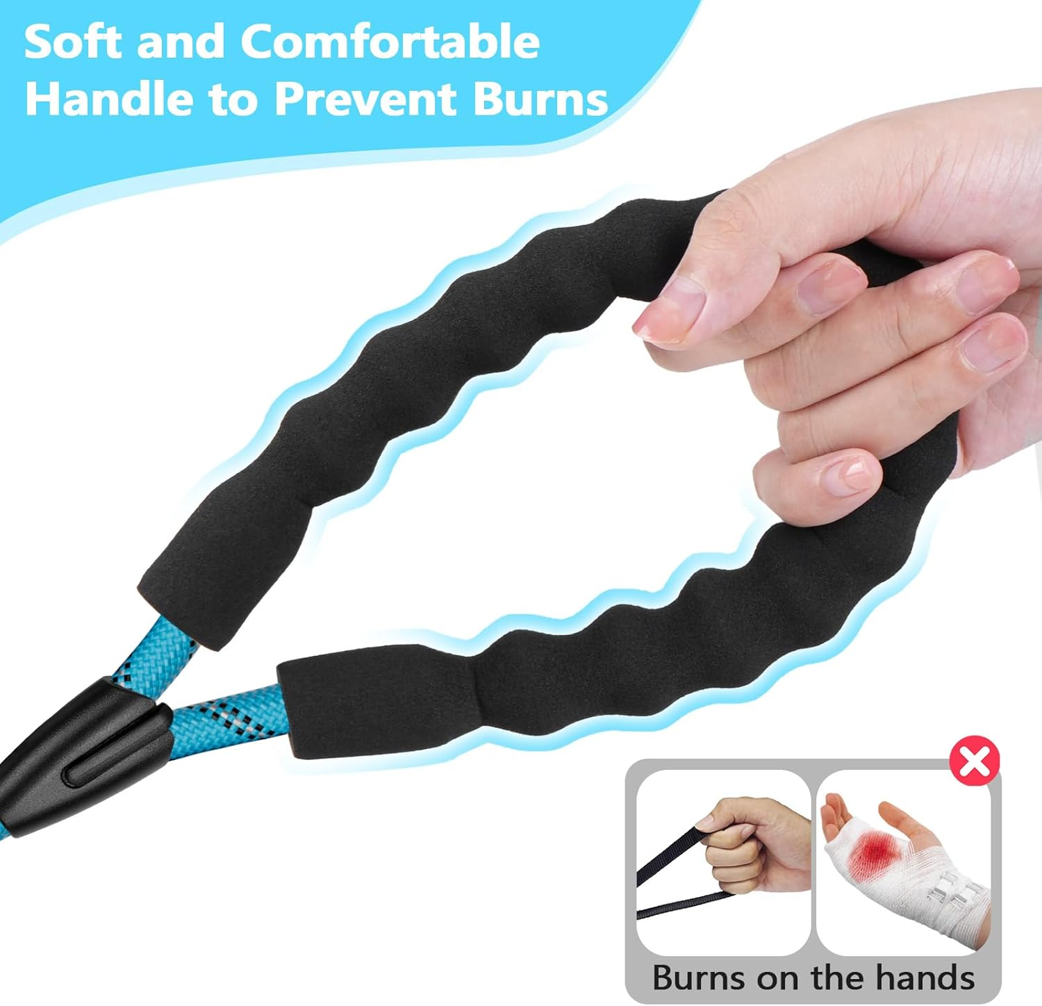 6FT Dog Leash, 1.8M Strong Rope Line Dog Lead Leash with Soft Padded Handle and Heavy Duty Hook, Reflective Recall Training Leads for Large Medium Small Dog,10Mm, Blue image number 2