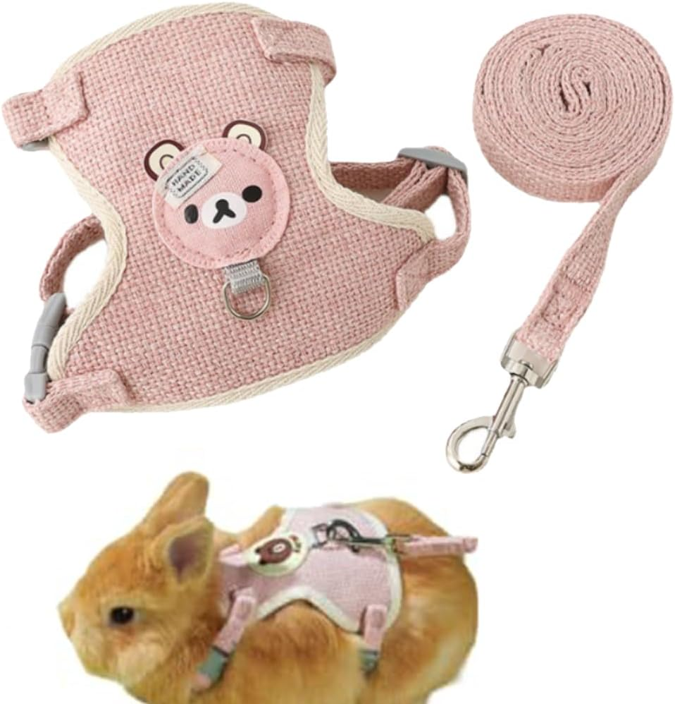 XYTAHDM Nano Rabbit Leash, 120 Cm, Rabbit Accessories, Harnesses, Collars and Leads for Small Animals, with Leash, Rabbit Harness, Adjustable Leash, for 1-1.5 Kg (Pink) image number 5