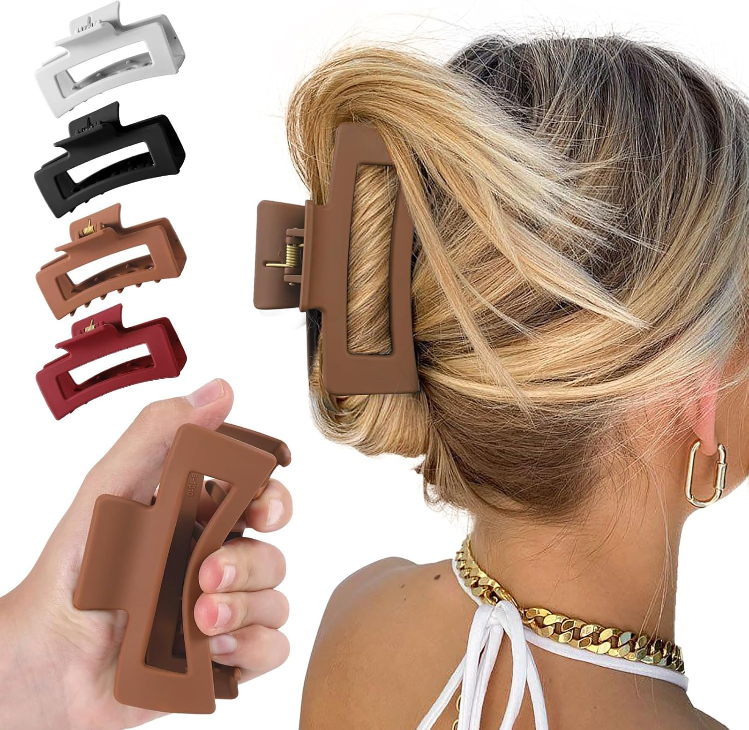 4Pcs Cloud Claw Clips for Women, 4.2 Inch Non-Slip Strong Hold Hair Claws, Unbreakable & Durable Tpee-Silicone Blend, Large Bendable Cozy Hair Clip for Thin/Thick/Curly Hair, All-Day Comfort