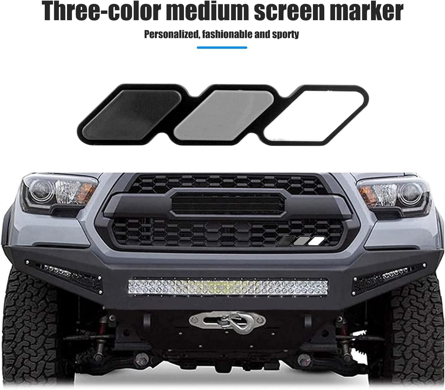 Pack-1 Tri-Color Grille Badge Emblem Decoration, Automobile Front Mesh Accessories, Compatible with Toyota 4Runner Tacoma Tundra image number 3