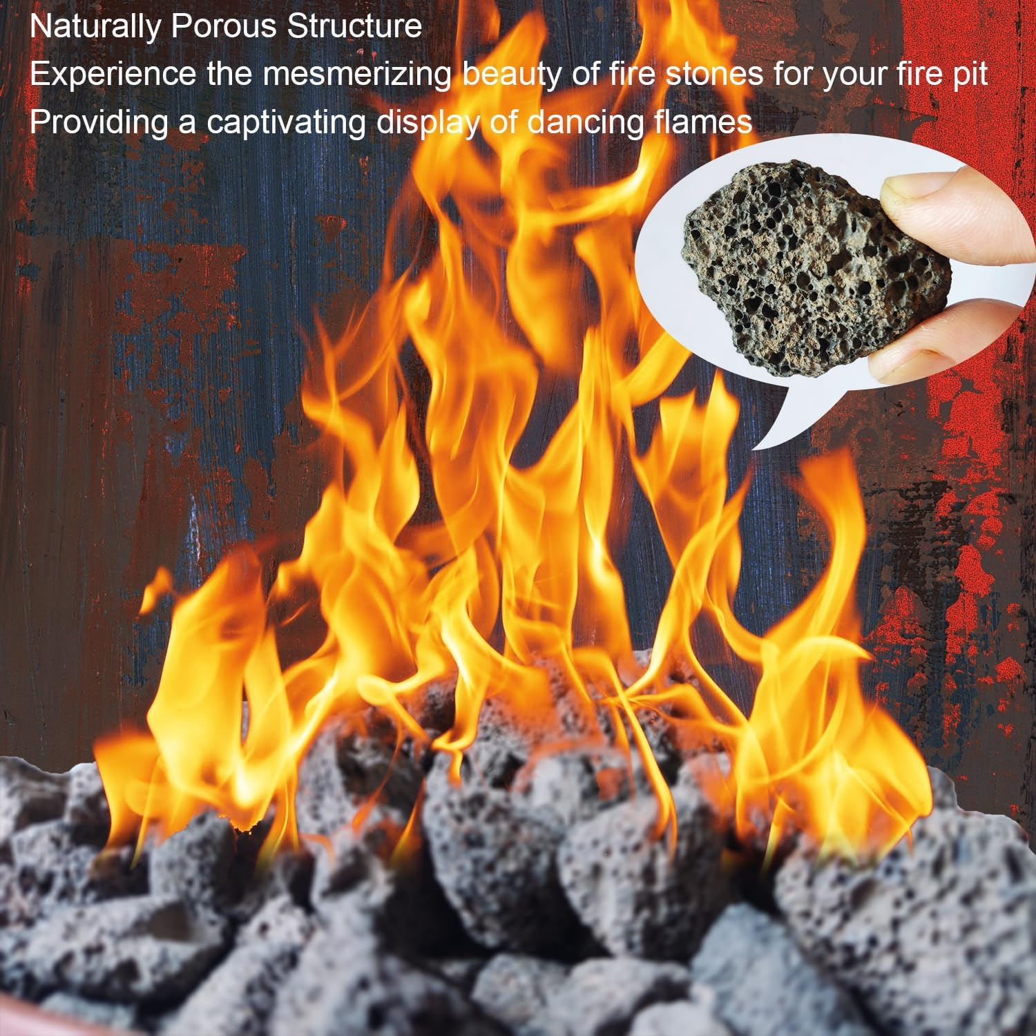 Medium Lava Rock 5LBS, 1' - 2' Natural Volcanic Stones Use in Fireplace, Fire Pit or Bowl Rocks for Indoor Outdoor Natural Gas Propane Fires and Decorative Landscaping-Black image number 6