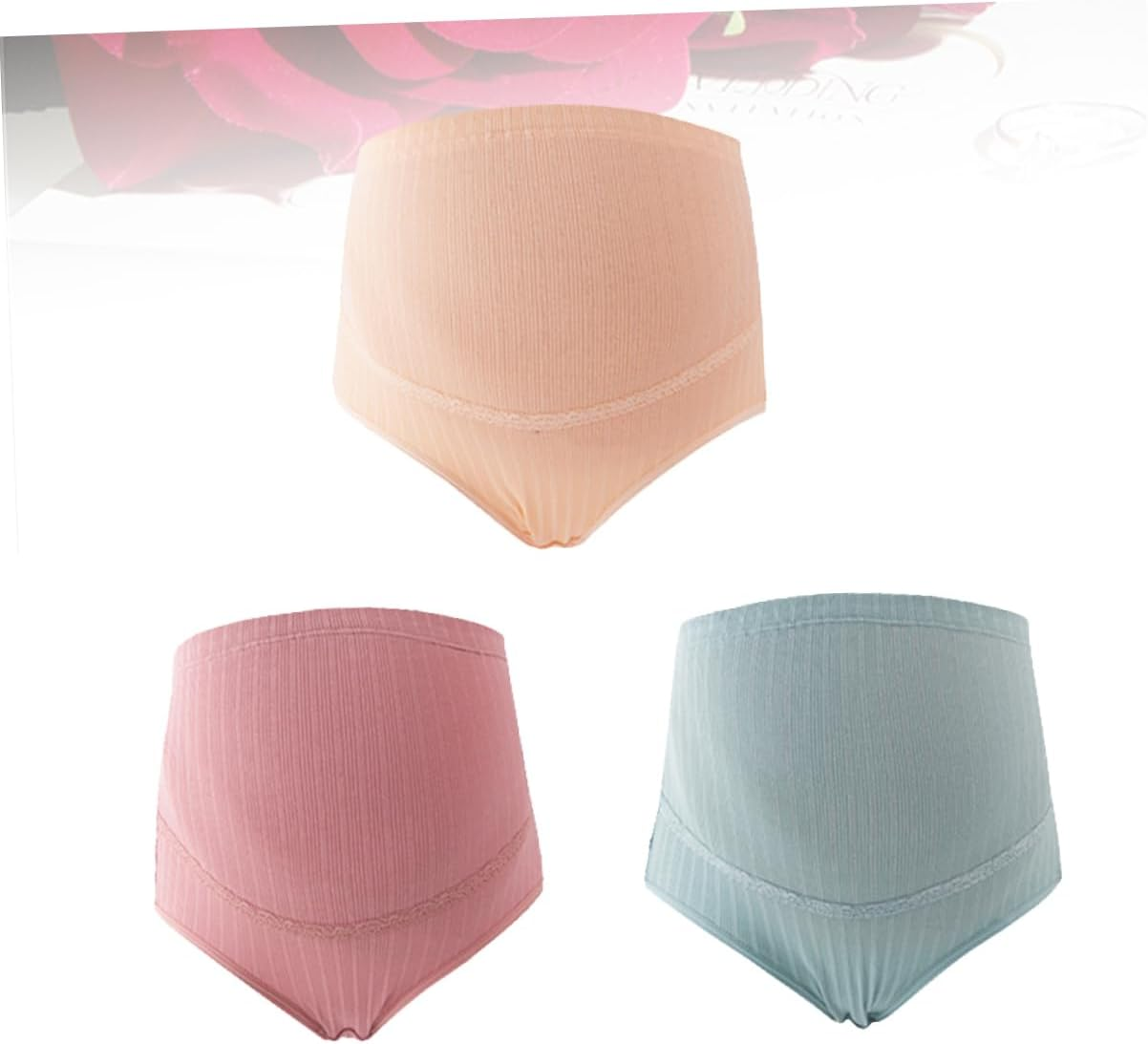 3Pcs Cotton Maternity Panties High Waist Adjustable Splice Stomach Lift Underwear for Pregnant Women Comfortable Breathable Support image number 6