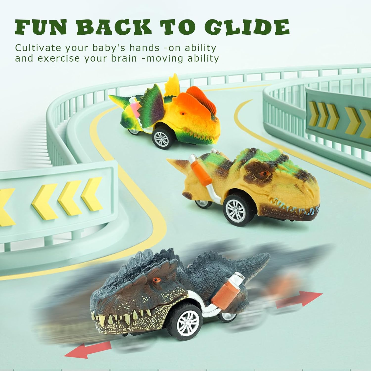 Dinosaur Toy Pull Back Cars,6 Pack Dino Toys for 3 Year Old Boys Girls and Toddlers,Boy Toys Age 3,4,5 and Up,Pull Back Toy Cars,Dinosaur Games with T-Rex image number 2