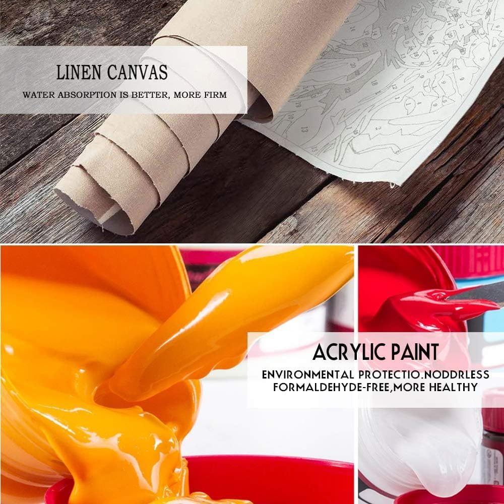 YECFWVRXHTS Paint by Numbers Kit for Adults Beginner, Seaside DIY Acrylic Paint by Number on Canvas, 16X20 Inch