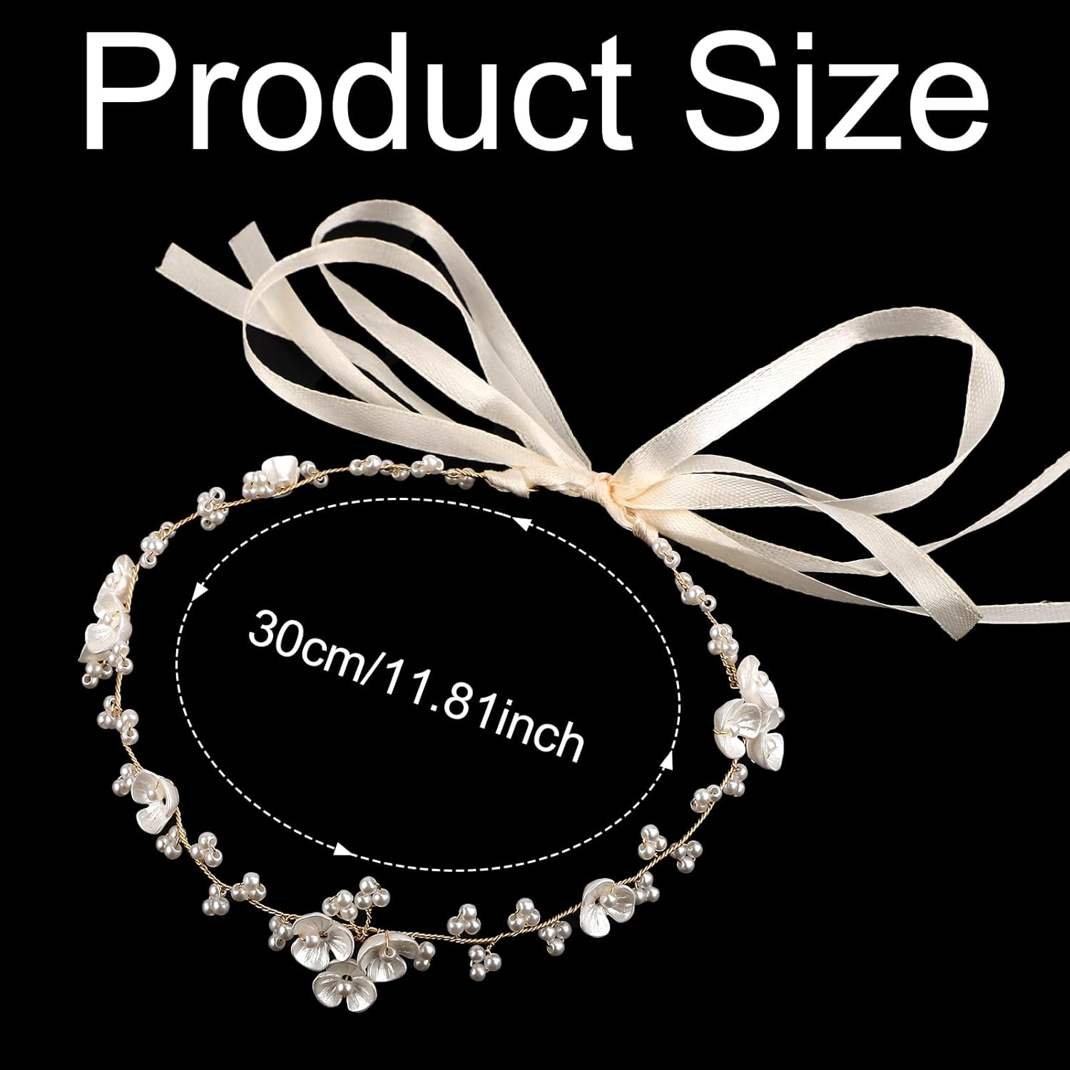 XIHIRCD First Communion Headpiece for Girls, White Princess Headband Flower Girl Headpiece Flower Girl Hair Accessory Pearl Girl Crown Wedding Party Hair Accessories for Women image number 4