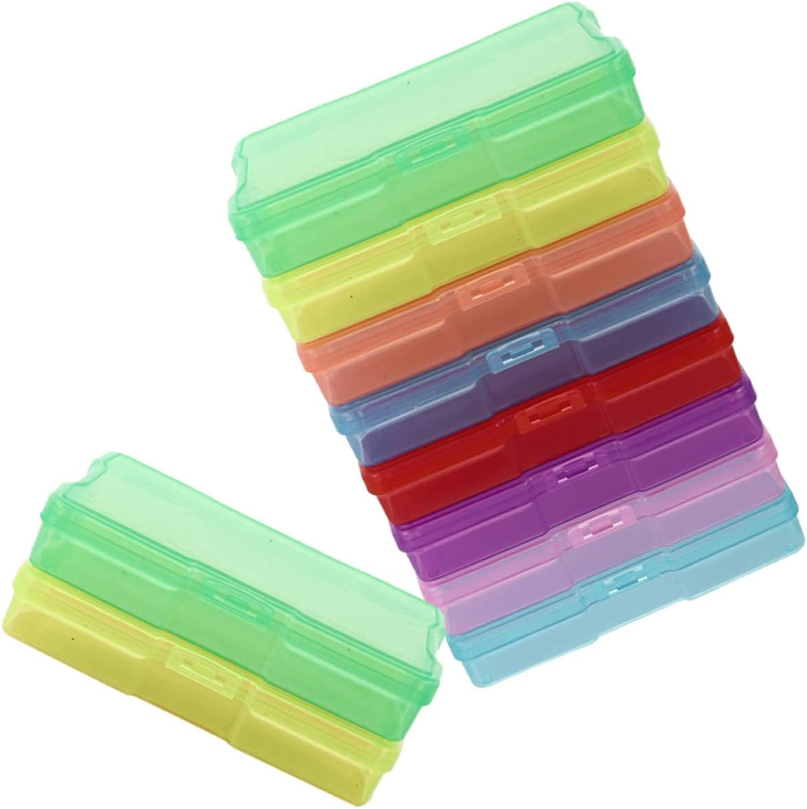 POPETPOP 10Pcs Plastic Photo Storage Boxes 4X6 Inch Lid for Photos Jewelry Postcards Organizing Containers Craft Keepsake Holders Multi-Color Storage Solution for Home and Office image number 3