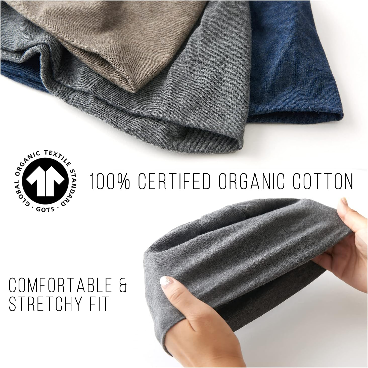 CHARM Organic Cotton Beanie Chemo Hat - Sensitive Skin Cap Snug Tight - Brown image number 7