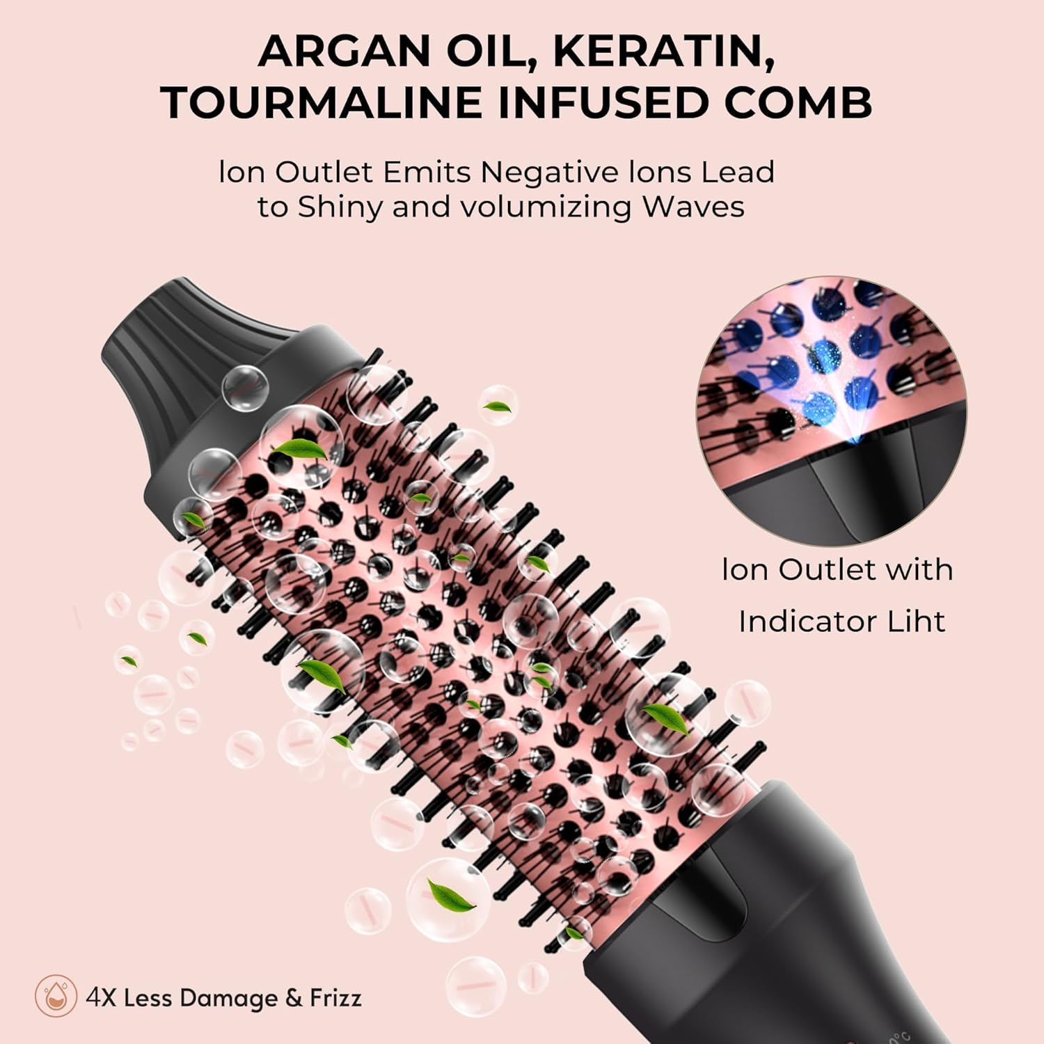 Thermal Brush Lonen Heat Brush 38 Mm, Thermob&uuml;rste Rundb&uuml;rste 120-200&deg;C, W&auml;rmeb&uuml;rste Double Spannung Erh&ouml;hen Sie Das Haarvolumen, Verwendet Als Kamm, Gl&auml;tteisen, Lockenstab, Leichte Kompakte Gr&ouml;&szlig;e image number 5