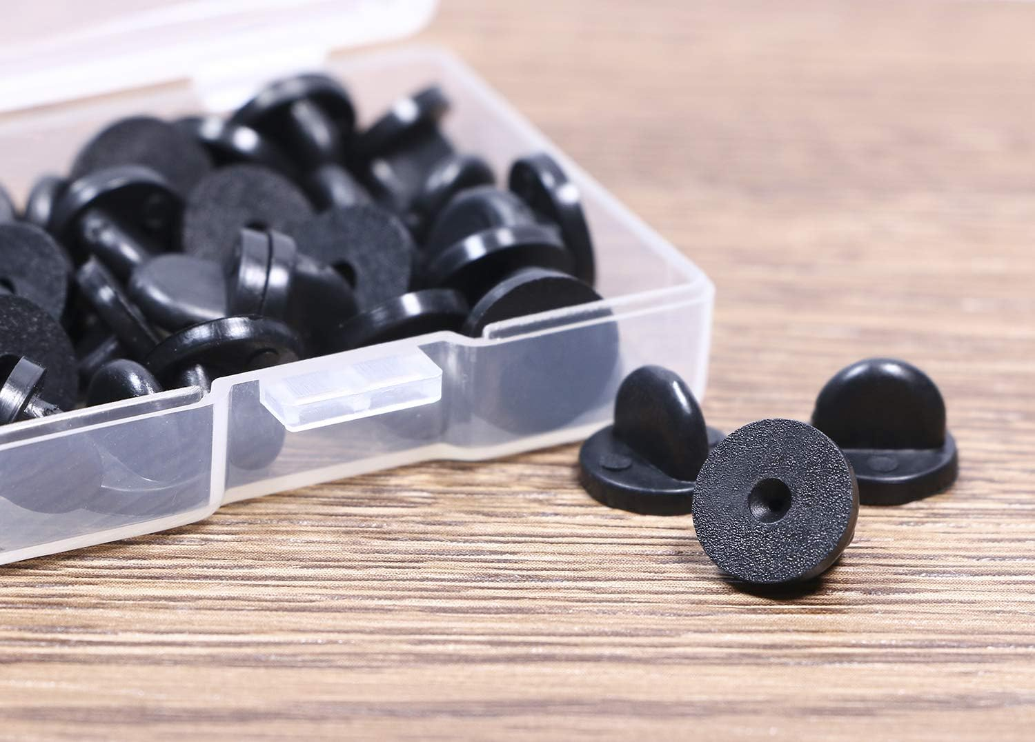 Shapenty Butterfly Clutch PVC Rubber Pin Backs Keepers Replacement Uniform Badge Comfort Fit Tie Tack Lapel Pin Backing Holder Clasp (Black 30PCS) image number 5