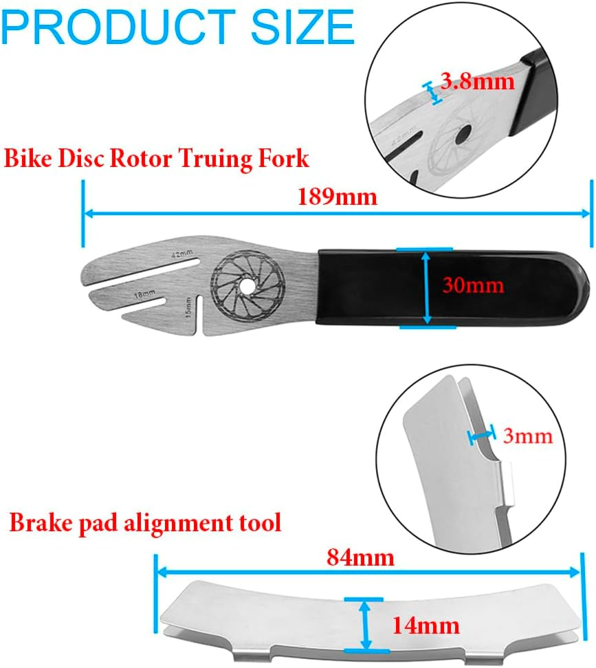 Yakamoz Bike Rotor Truing Fork, 2 Pcs Rotor Alignment Tool Bicycle Disc Brake Pads Adjusting Tool Gap Regulator for Mountain Road Bike image number 3