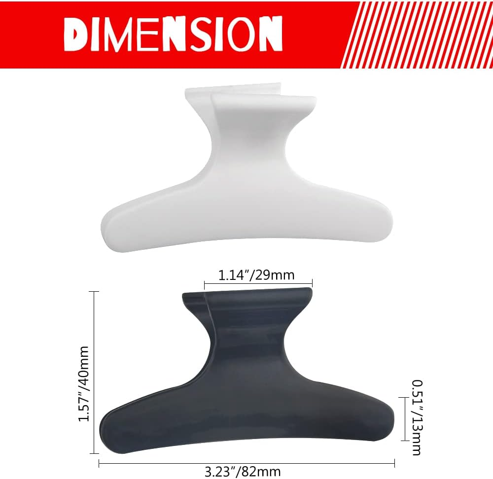 WMYCONGCONG 24 PCS Large Butterfly Hair Clamp Women Hair Clips for Styling Sectioning Hair Claw Clips Clamps Styling Cutting Coloring Pro Hair Clips, Black and White image number 4