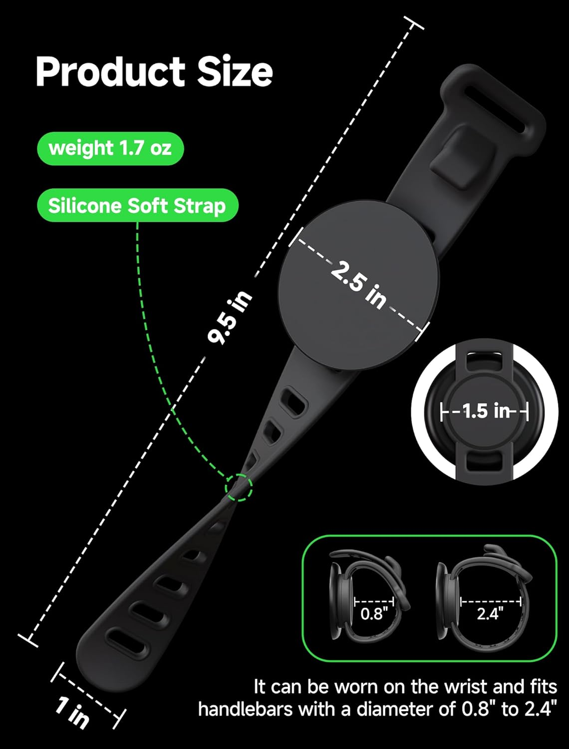 Gliship Magnetic Bar Mount, Gym Fitness Phone Mount for Magsafe, Steering Wheel Phone Holder with Adjustable Strap,Fit for Gym, Stroller, Wrist, Shopping Cart, Exercise Bikes, 17 N52 Strong Magnets image number 6